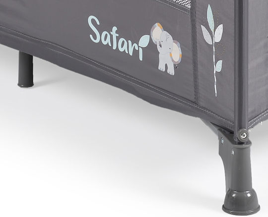 Moni Safari Παρκοκρέβατο με Στρώμα Grey-Turquoise 125x65cm