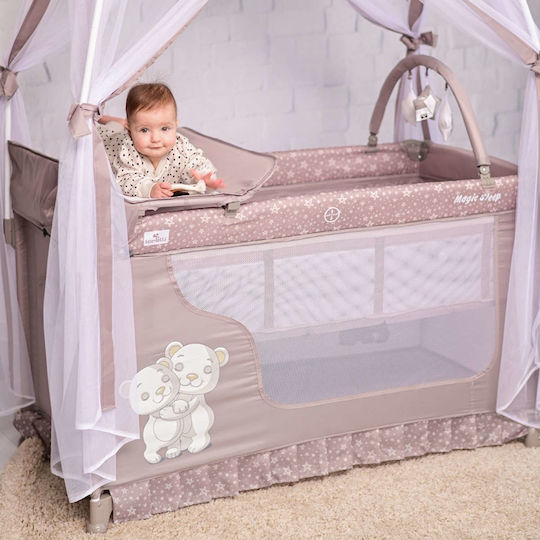 Lorelli Magic Sleep Loc de joacă 2 Nivele cu Schimbător & Saltea Albastru deschis 127x68cm