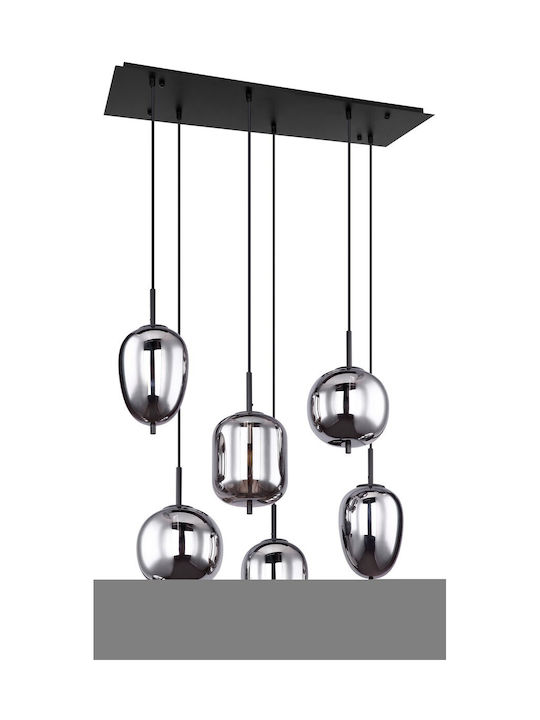 Globo Lighting Blacky Μοντέρνο Κρεμαστό Φωτιστικό Πολύφωτο για 6 Λαμπτήρες E14 σε Μαύρο Χρώμα