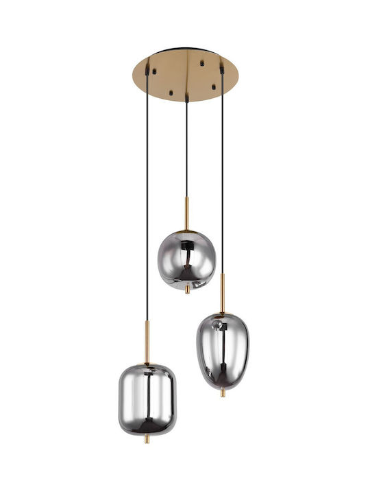 Globo Lighting Blacky Pendant Light Three-Light for Socket E14, E.14 Bronze