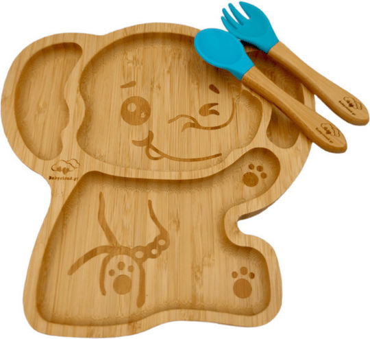 Baby Cloud Σετ Φαγητού Ελεφαντάκι από Bamboo με Αντιολισθητική Βάση Μπλε 3τμχ