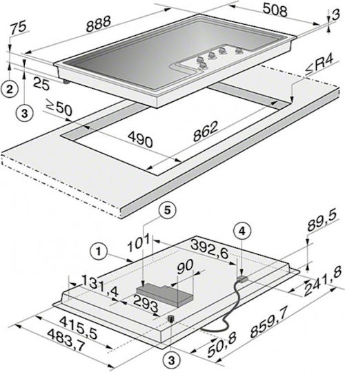 Miele Εστία Υγραερίου Αυτόνομη Inox 88.8x50.8εκ. Ασημί