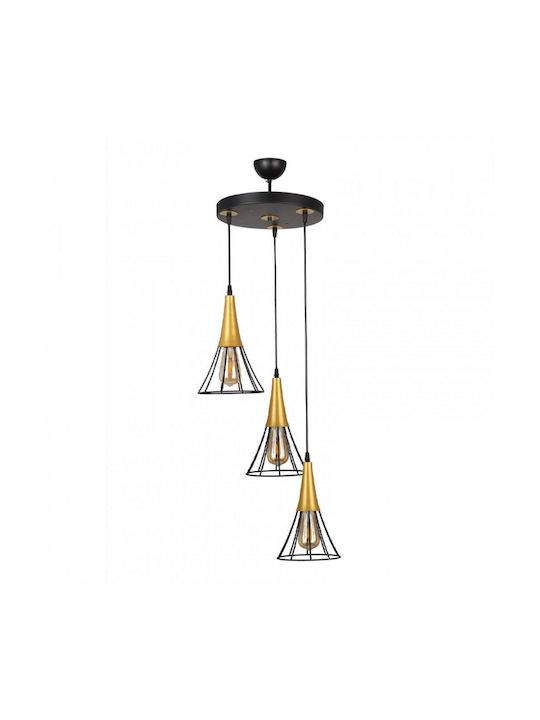 Megapap Havana Pendant Light Black with Socket E27 30x30x112cm