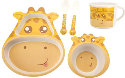 Feeding Set Giraffe made of Bamboo Yellow 6pcs