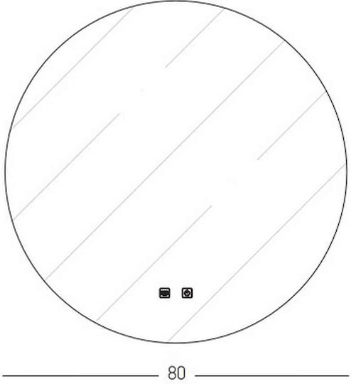 Zambelis Lights Oglindă de Baie Rotundă Lumini LED Atingere 80x80cm