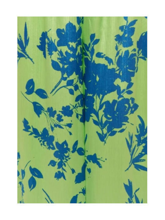 Damen Stoff Hose mit Gummizug Blumen Summer Green