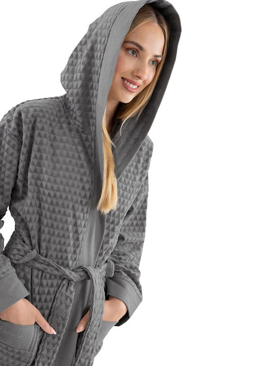 Guy Laroche Tokyo Damenbademantel mit Kapuze Anthracite 1131090212303