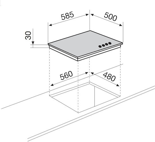 Glemgas Gas Cooktop Autonomous Inox 56x48εκ. Silver