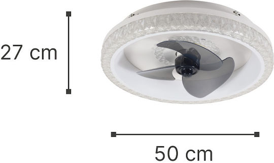 Inlight Chilko 101000330 Ventilator de Tavan 50cm cu Lumină și Telecomandă Gri