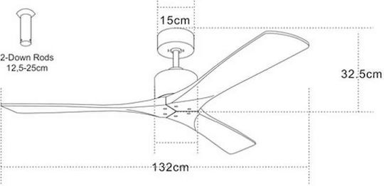 Zambelis Lights Ceiling Fan 132cm Beige / Silver