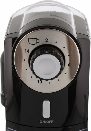 Melitta Molino Electric Coffee Grinder 100W for 200gr Beans and 17 Grind Levels Black