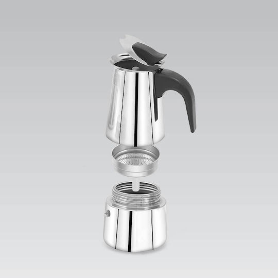 Maestro Stovetop Espresso Pot 4 Cups Inox Silver