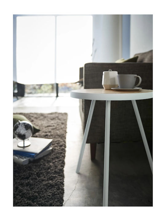 Rund Beistelltisch aus Massivholz Beige B48xT49xH50cm