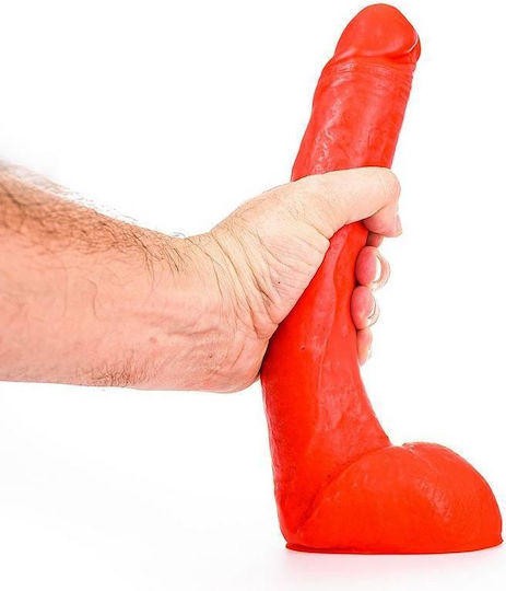 All Black All Red Ρεαλιστικό Dildo με Όρχεις Κόκκινο 27cm