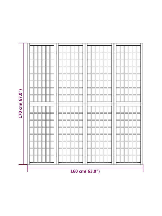 vidaXL Декоративен Параван Платнен с 4 Панела 160x170см
