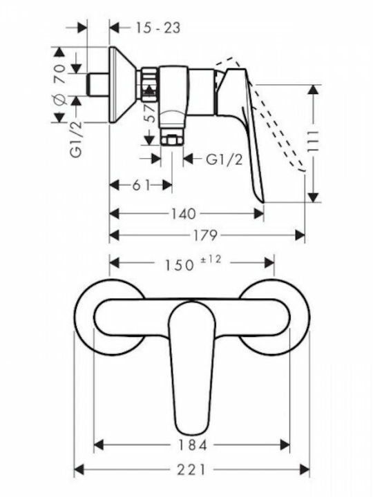 Hansgrohe Logis E Αναμεικτική Μπαταρία Ντουζιέρας Ασημί Hansgrohe Logis E Αναμεικτική Μπαταρία Ντουζιέρας Ασημί