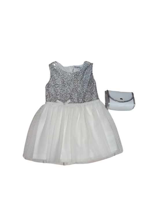 Trax Kids Dress Set with Accessories Tulle Sleeveless Silver