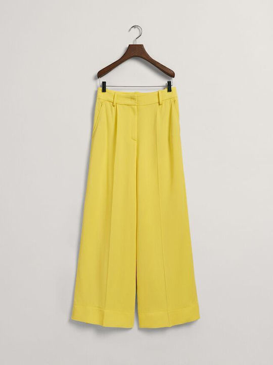 Damen Hoch tailliert Stoff Hose in Palazzo Passform Gelb