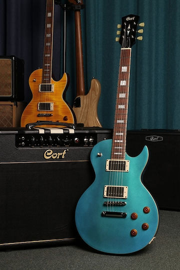 Cort CR200 Elektrische Gitarre Einfacher Schnitt mit HH Tonabnehmerkonfiguration Flip Blue