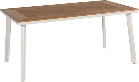 Epupa Outdoor Dinner Free Standing Table with Polywood Surface and Aluminum Frame Walnut 160x90x73cm