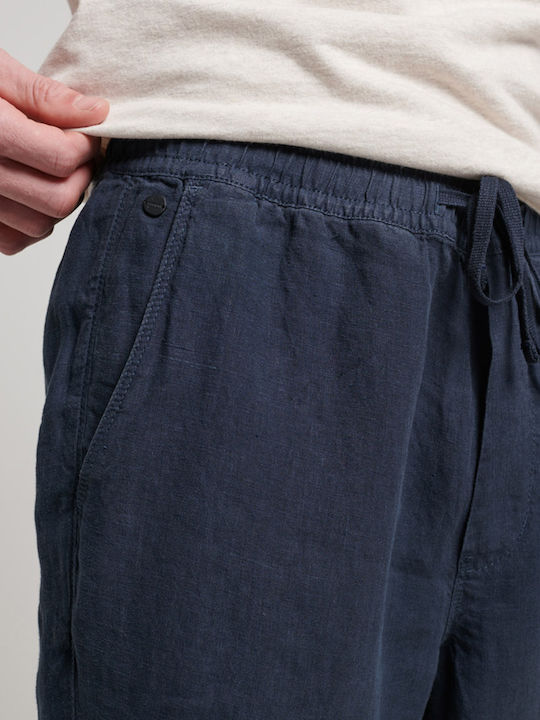 D2 Studios Overdyed Linen Jogger Pants Trousers Navy Blue