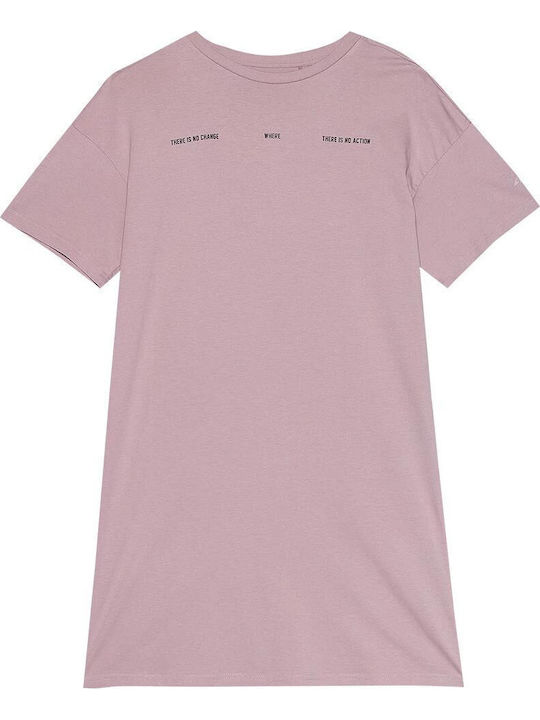 Καλοκαιρινό Mini Αθλητικό Φόρεμα T-shirt Κοντομάνικο Ροζ