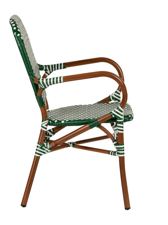 Καρέκλα Εξωτερικού Χώρου Αλουμινίου Boali Πράσινο / Λευκό με Μαξιλάρι 57x58x85εκ.