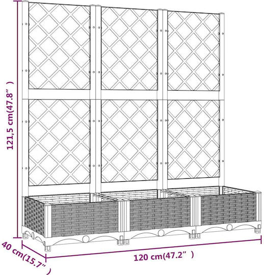 vidaXL Planter Box Plastic White 120x40x121.5cm.