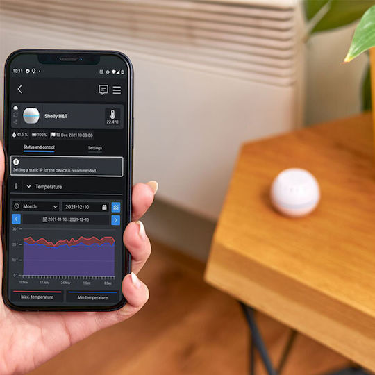 Shelly H&T Temperature and Humidity Sensor Battery Wi-Fi USB