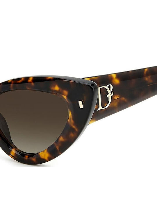 Dsquared2 Women's Sunglasses with Brown Tartaruga Plastic Frame and Brown Gradient Lens