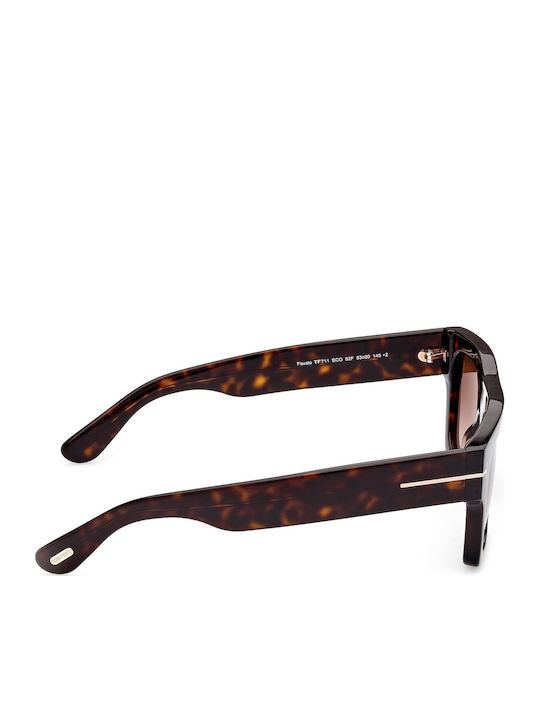 Tom Ford Fausto Unisex Γυαλιά Ηλίου με Καφέ Ταρταρούγα Κοκκάλινο Σκελετό και Καφέ Ντεγκραντέ Φακό FT0711 52F