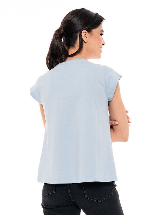 Splendid Women's T-shirt with V Neck Light Blue
