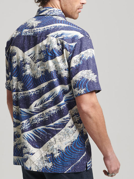HAWAIIAN Short-sleeved Shirt Navy Blue