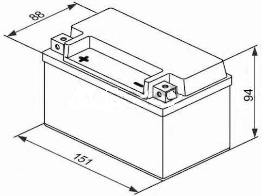 Power Batteries Motorradbatterie YTX7A-BS 90A mit Kapazität 6Ah