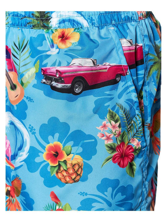 Hawaii Men's Swimwear Shorts Light Blue Floral