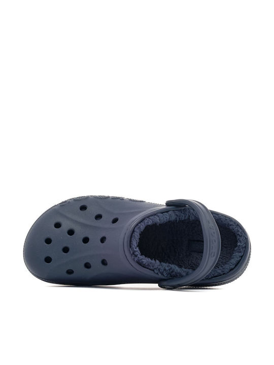 Crocs Baya Lined Anatomici Sabot cu blană Albastre