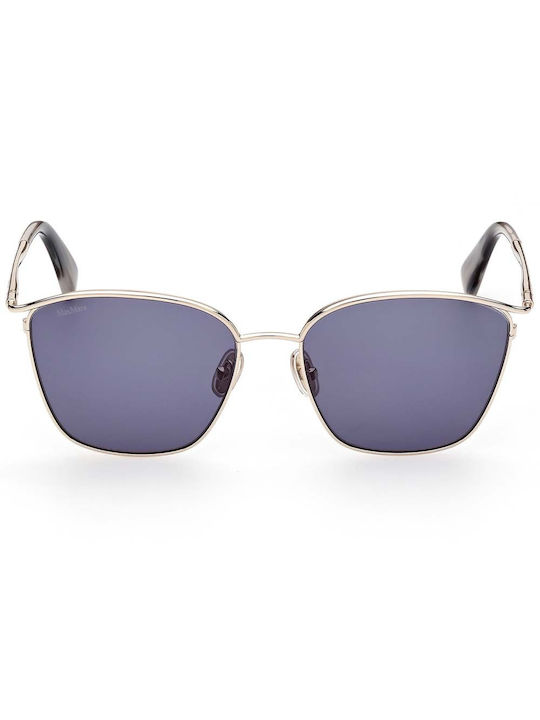 Max Mara Design Sunglasses with Gold Metal Frame and Blue Lens MM 0043 63V