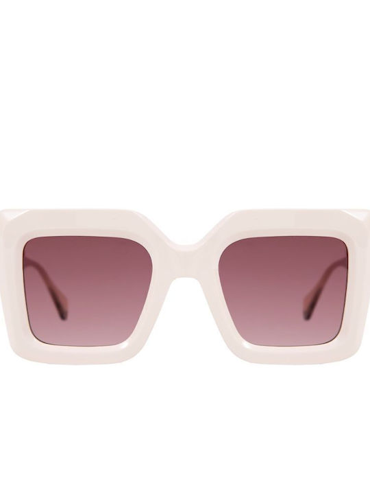 Gigi Barcelona Leandra Women's Sunglasses with White Plastic Frame and Brown Gradient Lens 6762/8