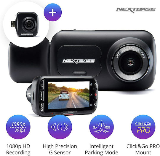 NextBase 222XRCZ Σετ Κάμερα DVR Αυτοκινήτου 1080P με Οθόνη 2.5" & Κάμερα Οπισθοπορείας