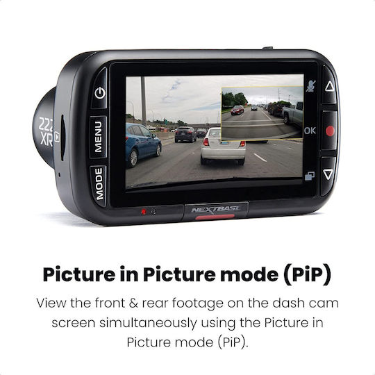 NextBase 222XRCZ Σετ Κάμερα DVR Αυτοκινήτου 1080P με Οθόνη 2.5" & Κάμερα Οπισθοπορείας