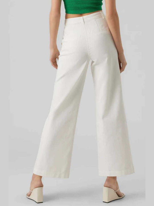 Vero Moda High Waist Women's Jean Trousers in Wide Line White