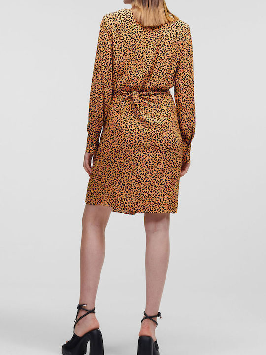 Karl Lagerfeld Καλοκαιρινό Midi Σεμιζιέ Φόρεμα Animal Print