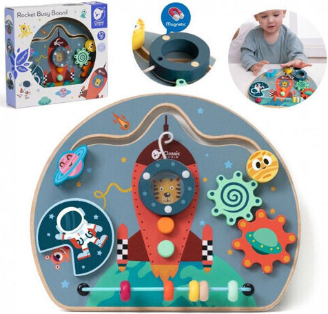 Classic World Maze Rocket Busy Board made of Wood for 12++ Months