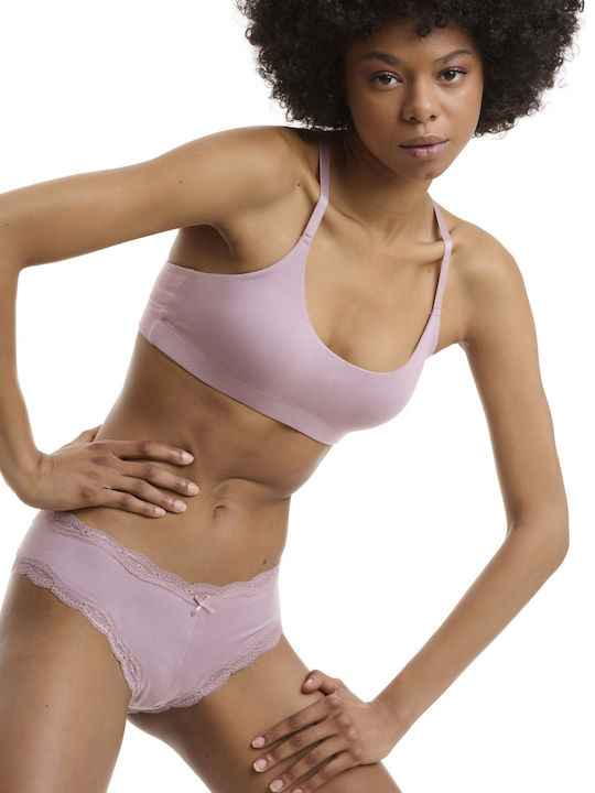 Bamboo Damen Brasilien 2Pack mit Spitze MInt/Lilac