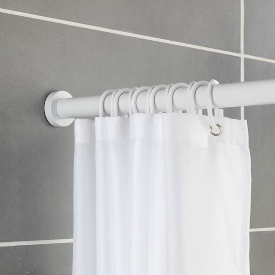Wenko Telescopic Straight Shower Curtain Rod With Suction Cup Made Of Aluminium White Ø28mm 110-185cm