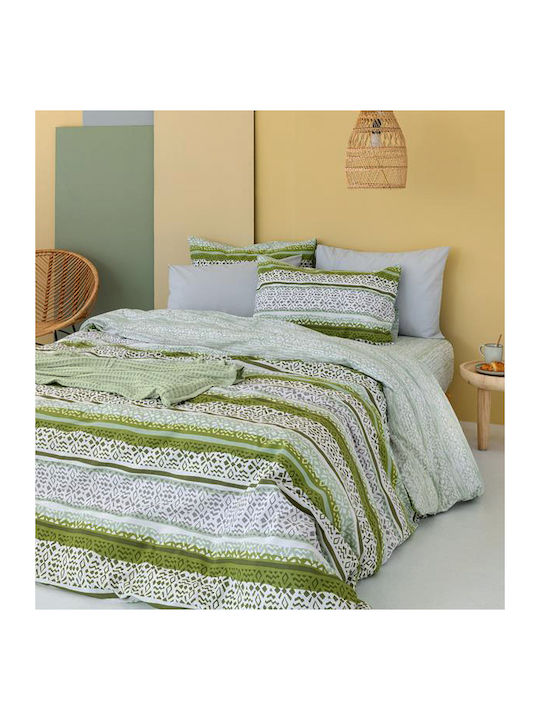 Palamaiki Set Cearșafuri Extra-Dublu cu Elastic 170x200+30cm. FL6195 Verde 4buc