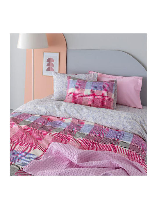 Palamaiki Bettwäsche-Set Überdoppel 240x260cm. FL6193 Fuchsie 4Stück