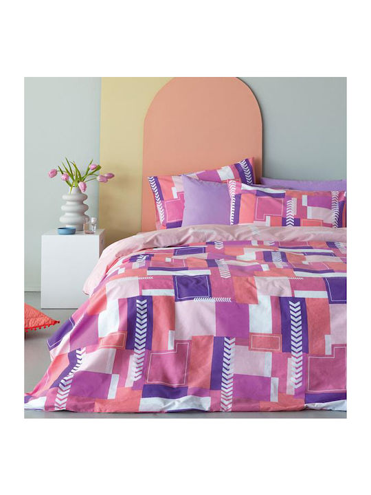 Palamaiki Bettwäsche-Set King Size 265x260cm. FL6189 Rosa 4Stück