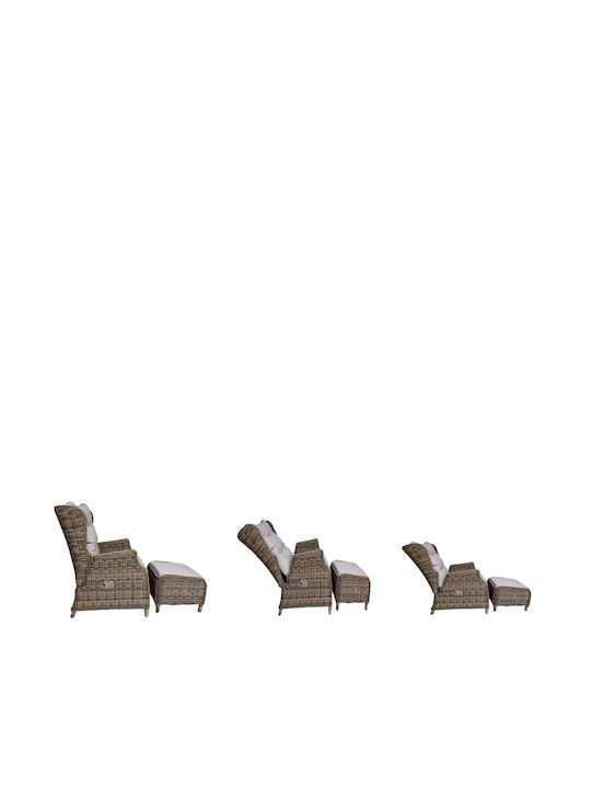 Ξαπλώστρα Rattan Karma με Μαξιλάρι Γκρι 75x87x103εκ.