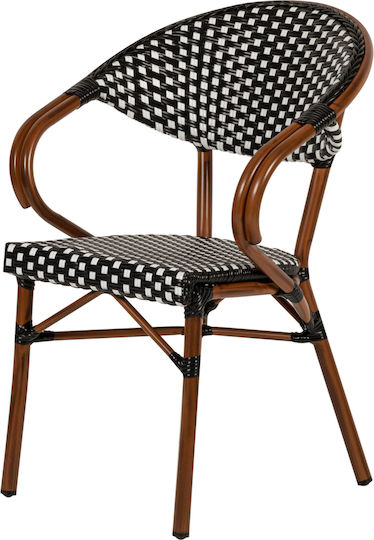 Metallic Outdoor Armchair Mutuma White Black 57x60x82cm